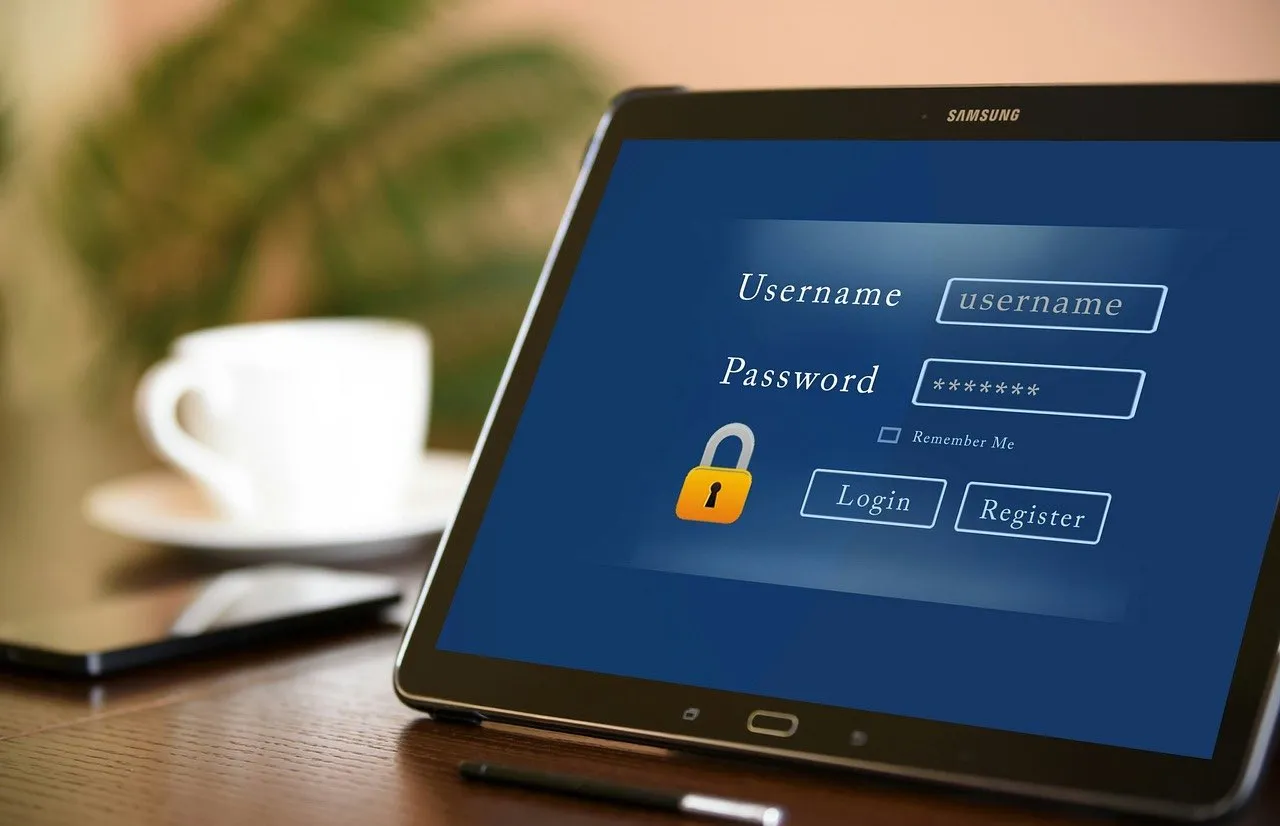 AI and cybersecurity. The image shows a login screen on a tablet. 