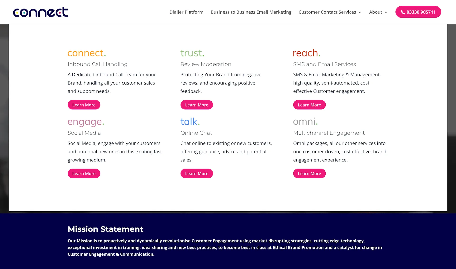 Bespoke Web Design Project for Connect CC — screenshot
