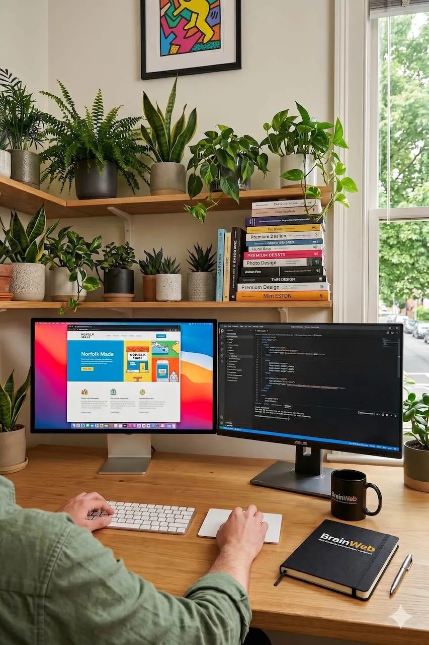 Designing websites in the BrainWeb office