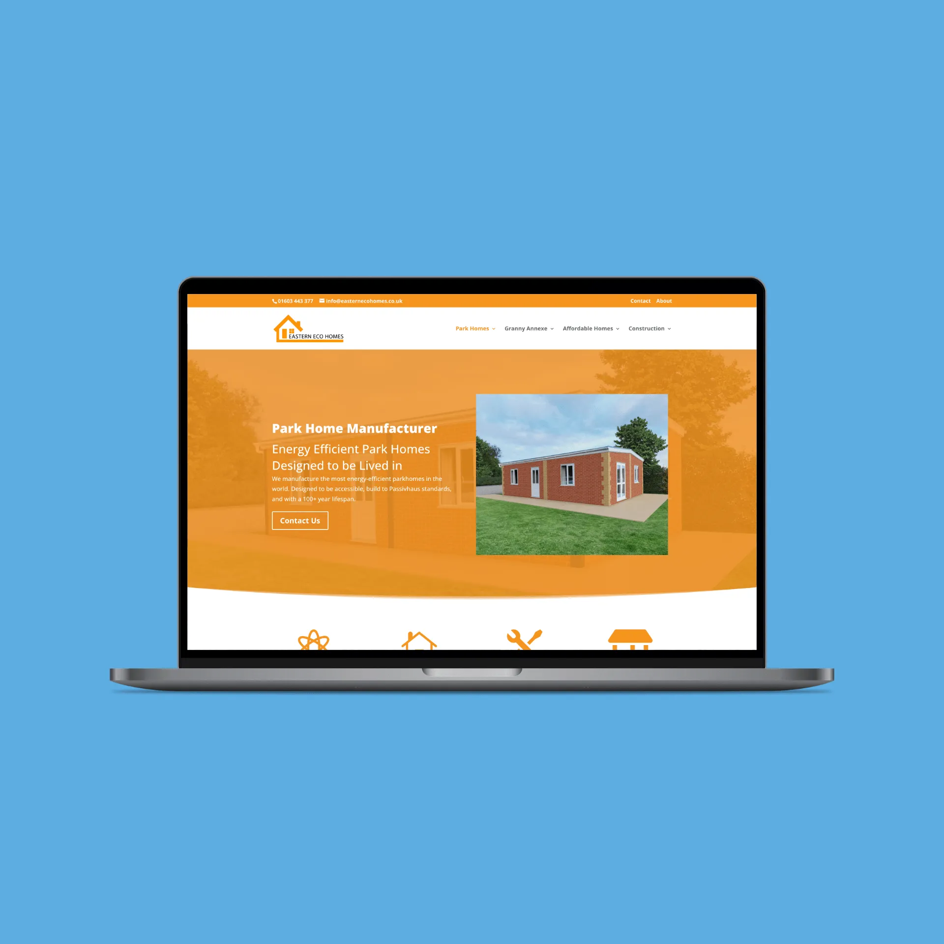 Sustainable Website for Eastern Eco Homes — screenshot