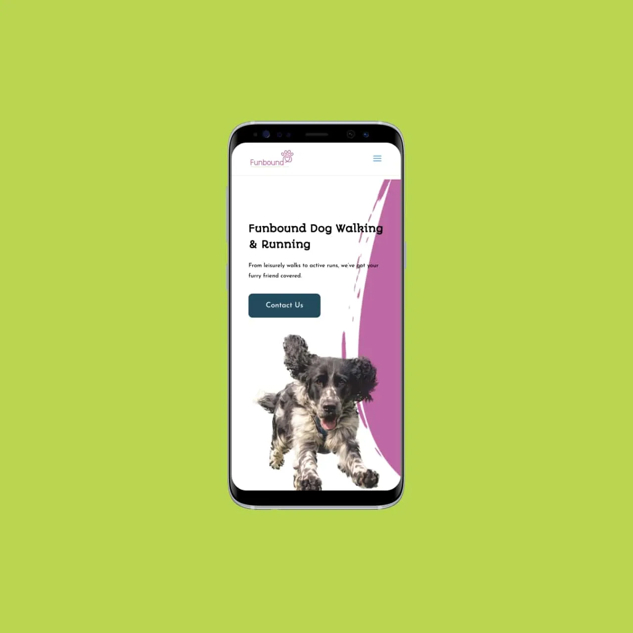 Website for Local Startup Funbound — screenshot