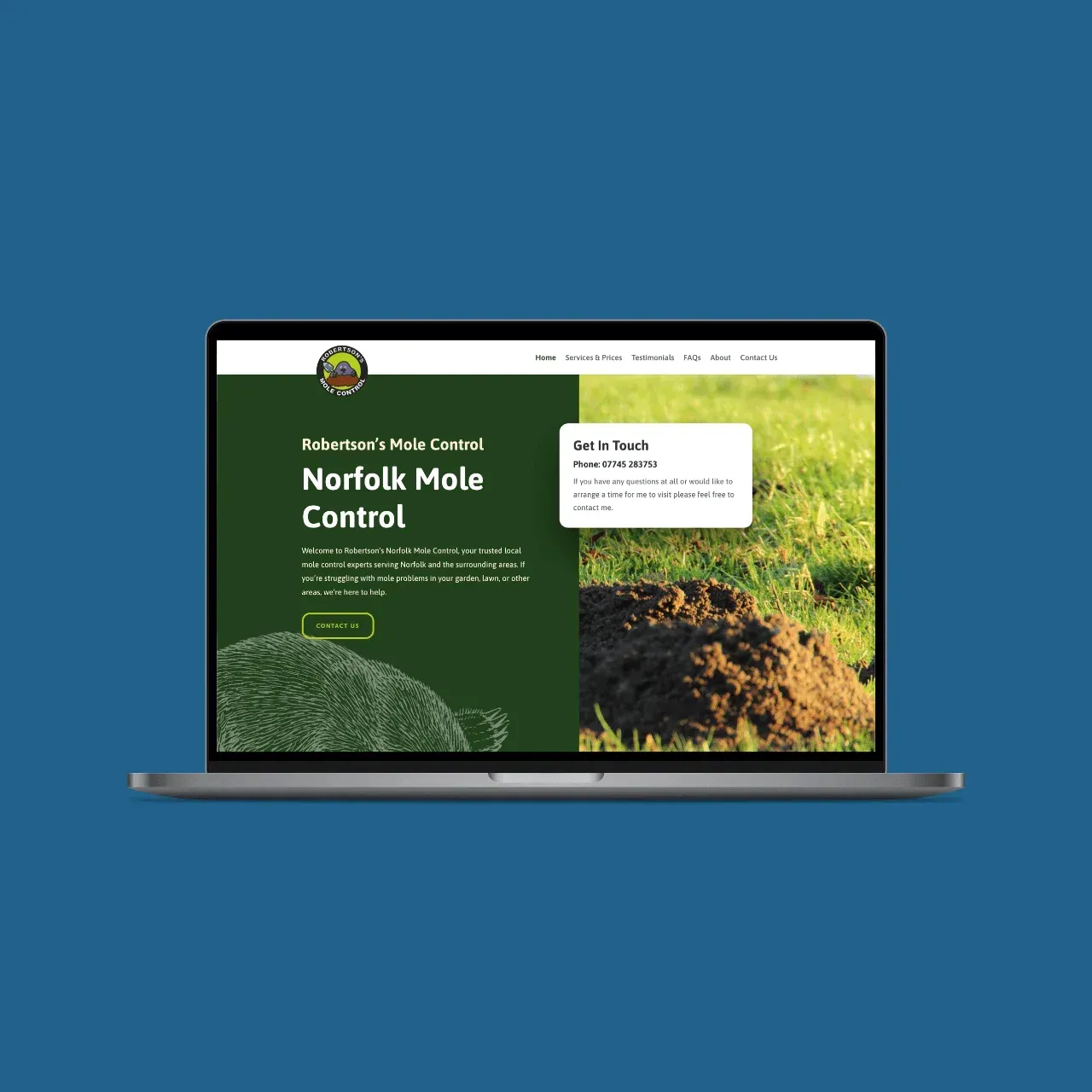 WordPress Web Design for Robertson’s Mole Control — screenshot
